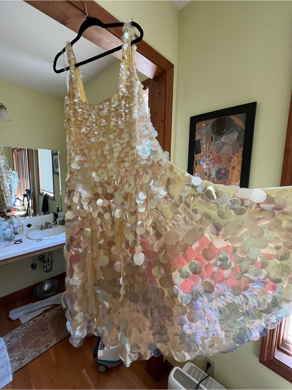 ASOS Arrange embellished disc sequin dress lemon - Picture 4 of 10